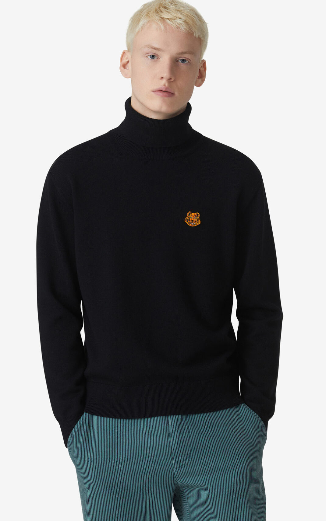 Kenzo Tiger Crest roll neck Striktrøje Herre - Sort DK-567117